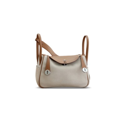 HERMÈS MASTER LINDY 26 BAG SWIFT AND SUEDE PALLADIUM HARDWARE (26*18*12cm)